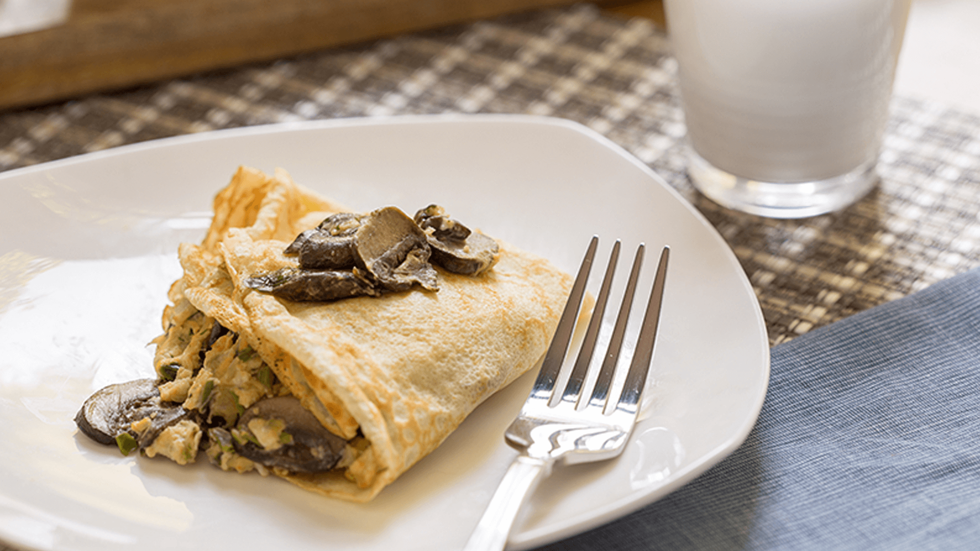 Crepas con espinacas y champiñones