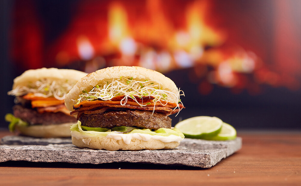 Hamburguesas con pan de arepas