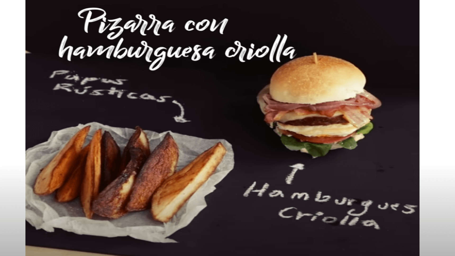 Pizarra con Hamburguesa Criolla