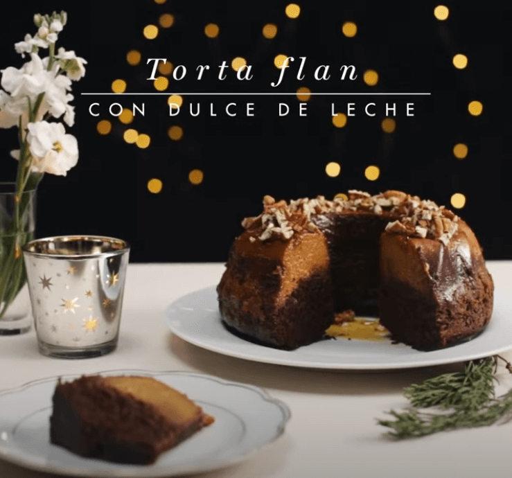Torta flan con dulce de leche